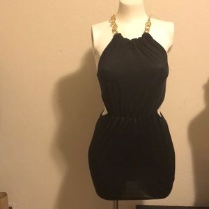 Black ASOS Dress with Gold Accents